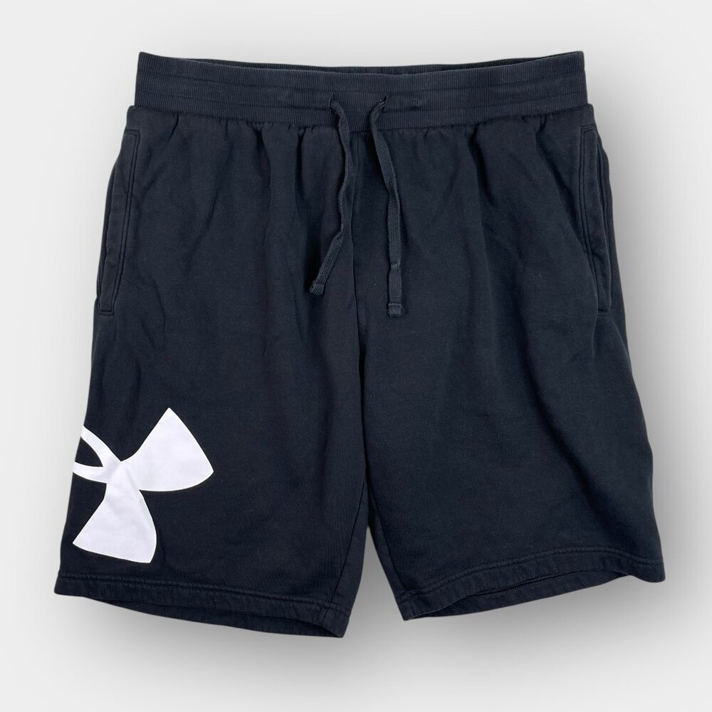 Under Armour Men’s Shorts XL Black Rival Terry Drawstring Logo 1360605